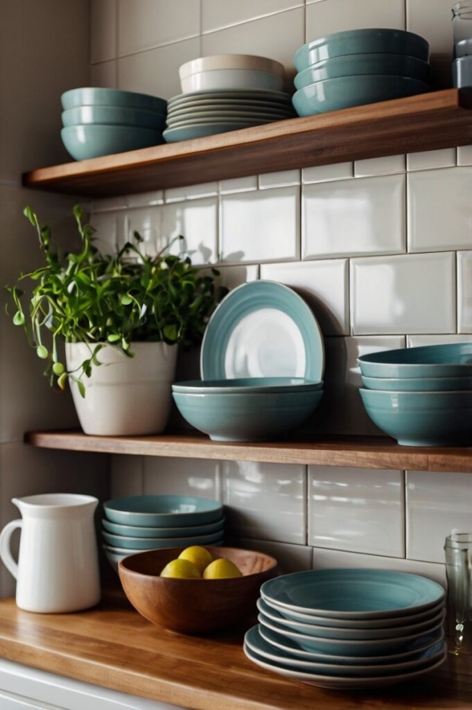 open shelving in the kitchen