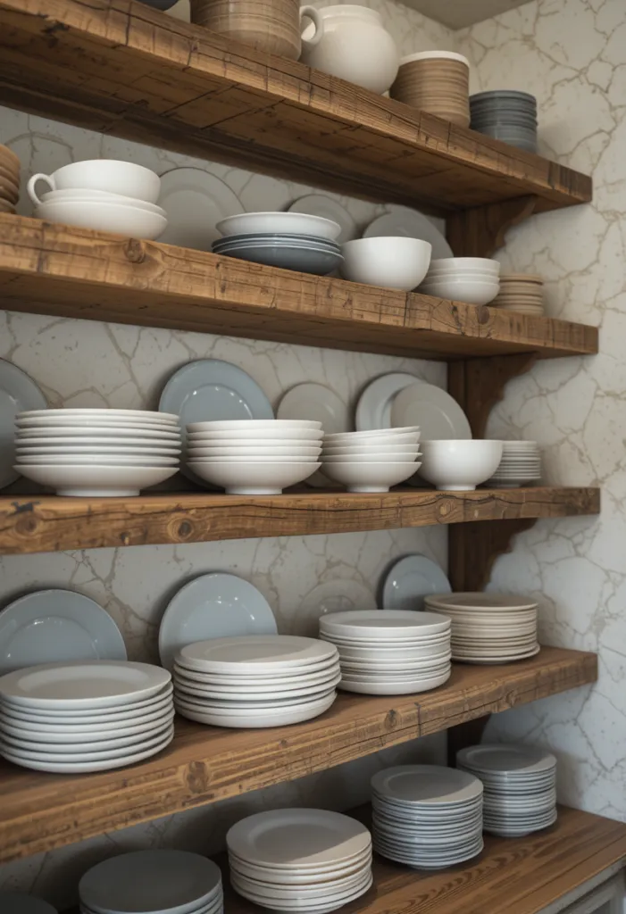 open shelving in the kitchen