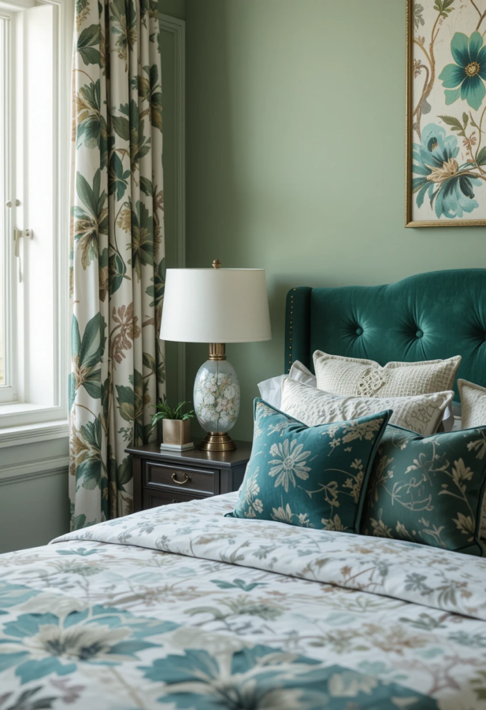 beautiful sage green bedroom