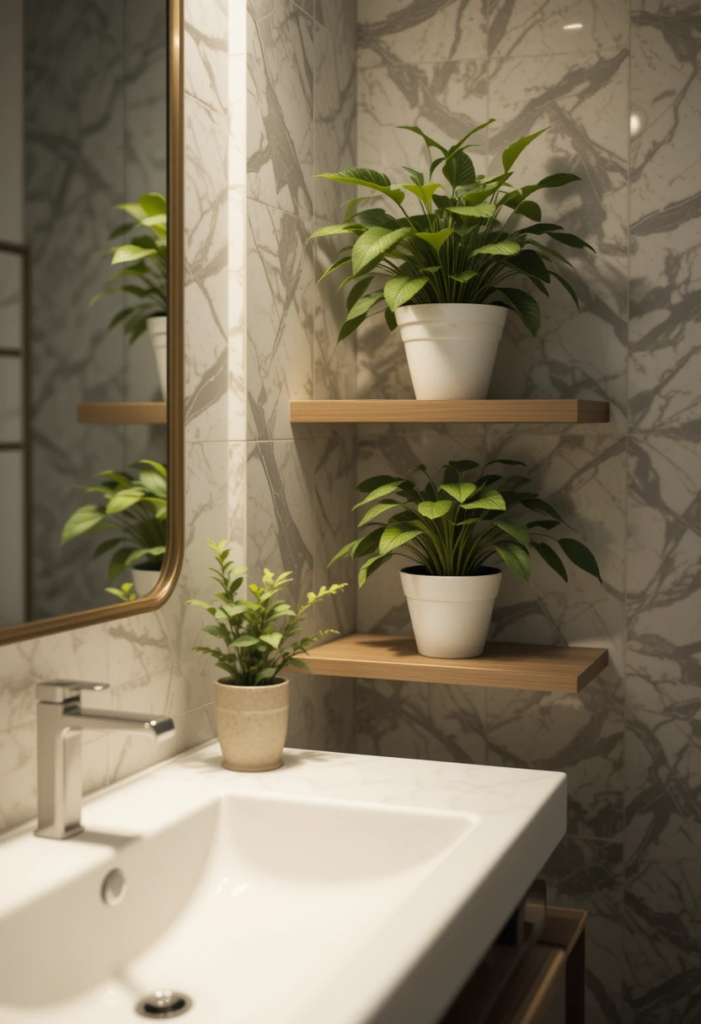 indoor plants in the bathroom