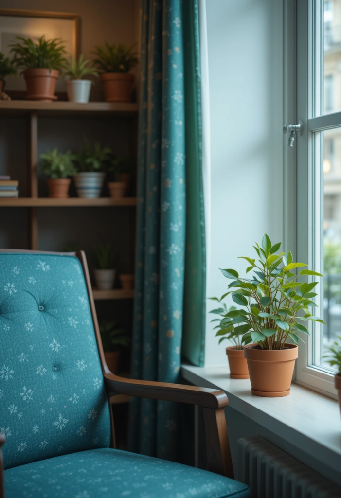 reading nook with plants