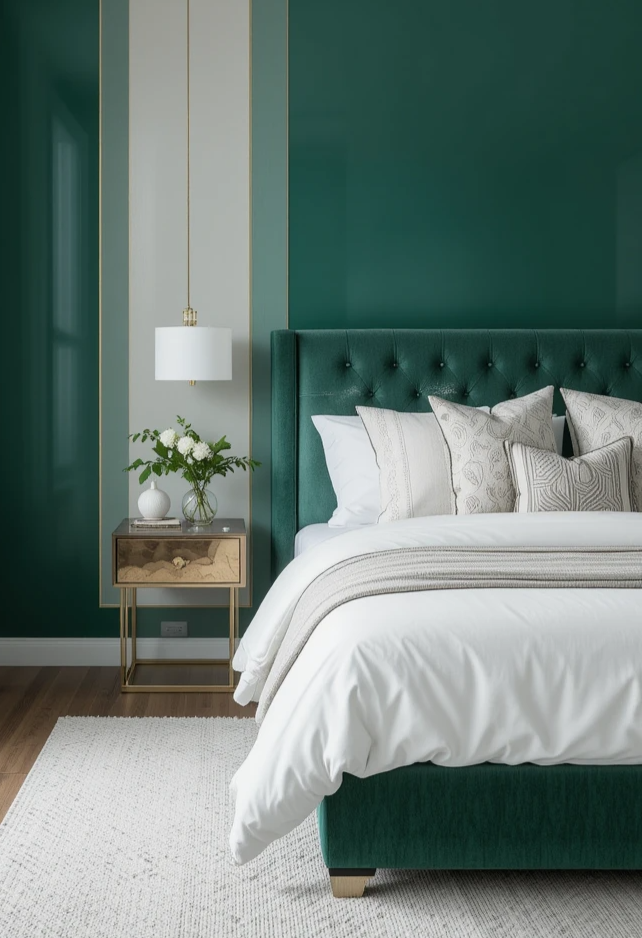 emerald green bedroom