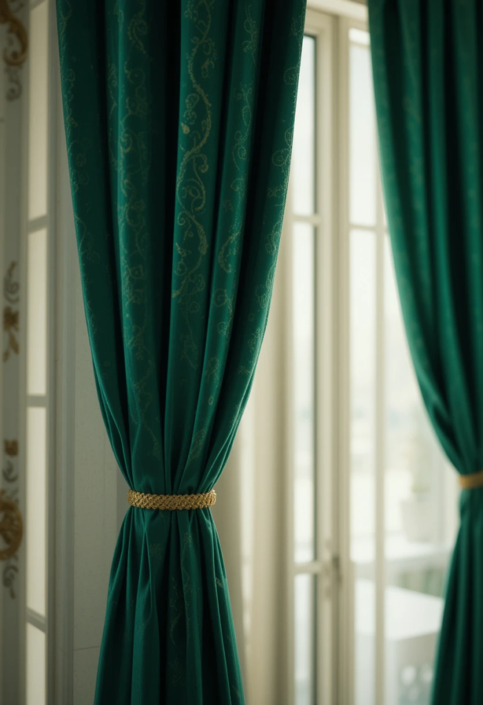 emerald green curtains