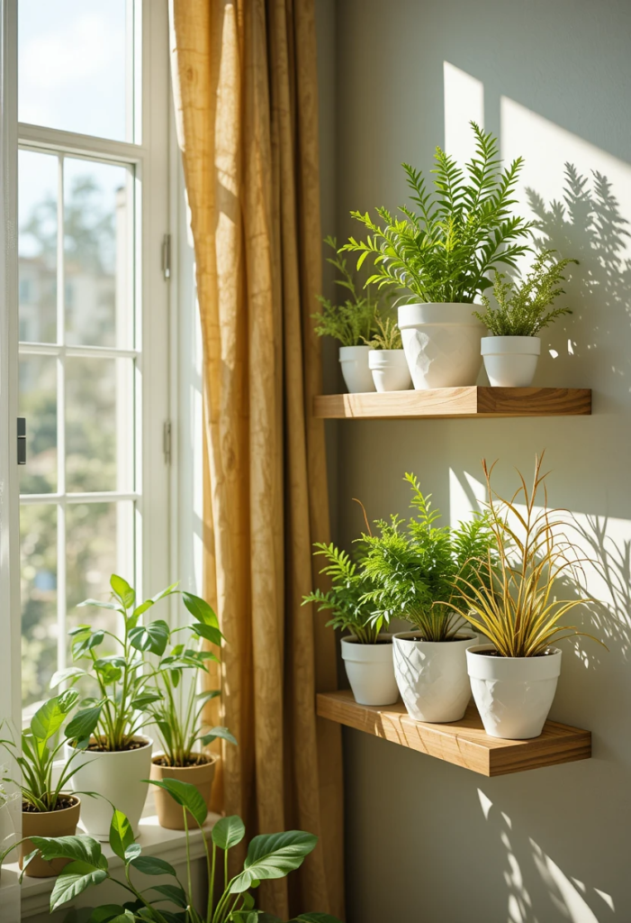 Floating plant shelves