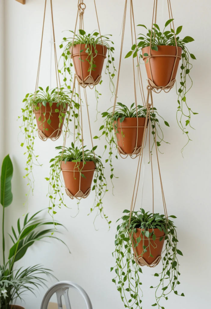 hanging terracotta pots