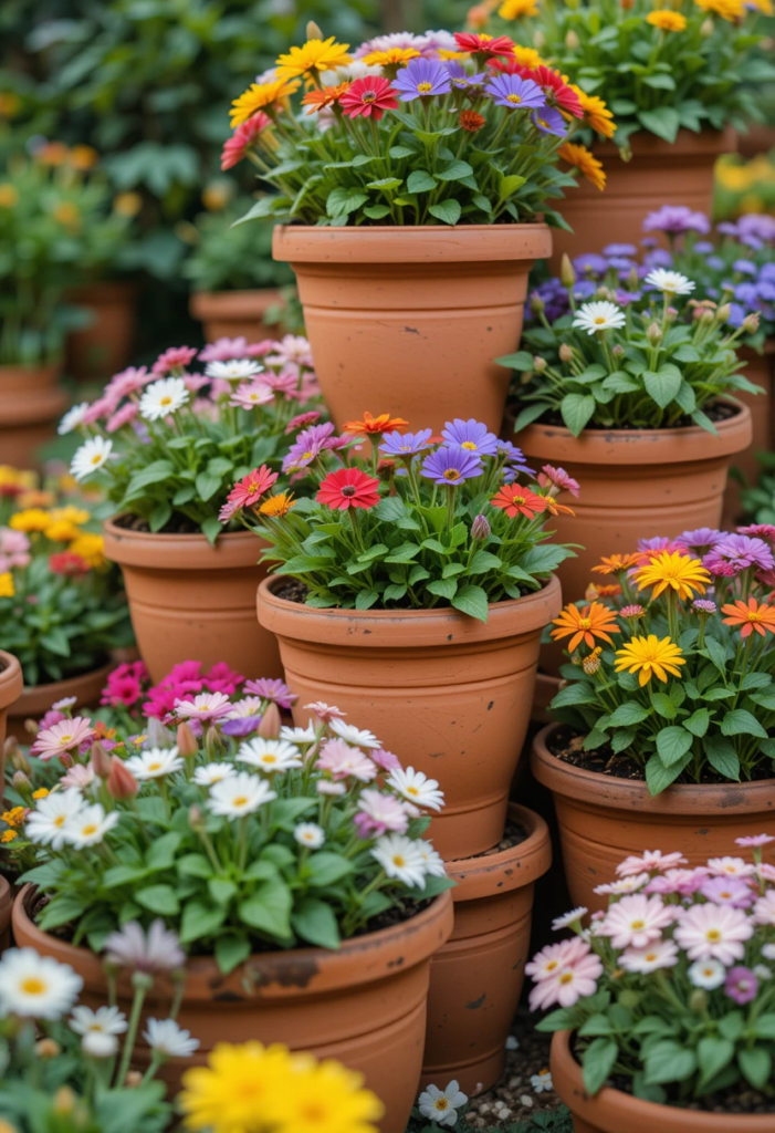 stacked terracotta pots