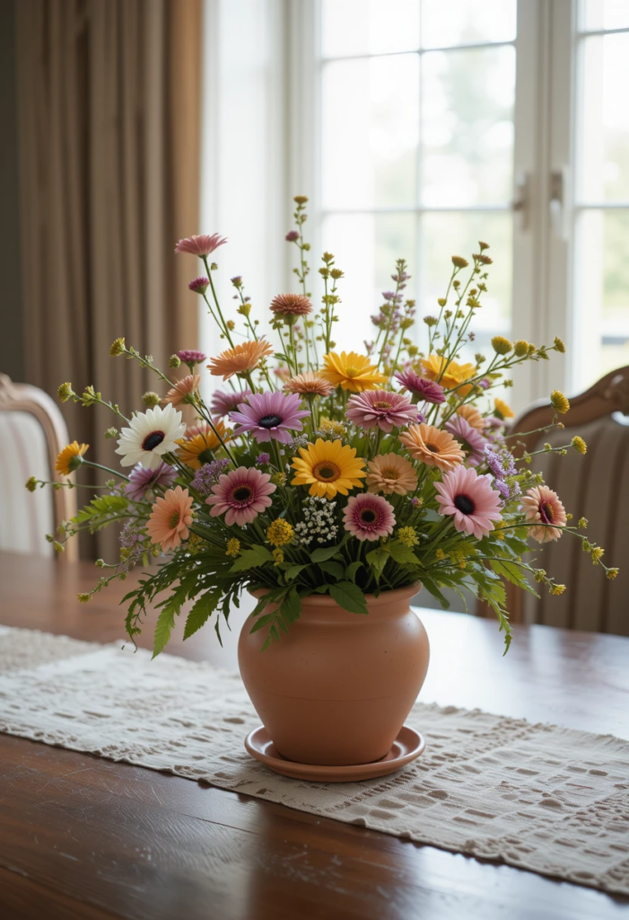 terra cot pot in a dining table