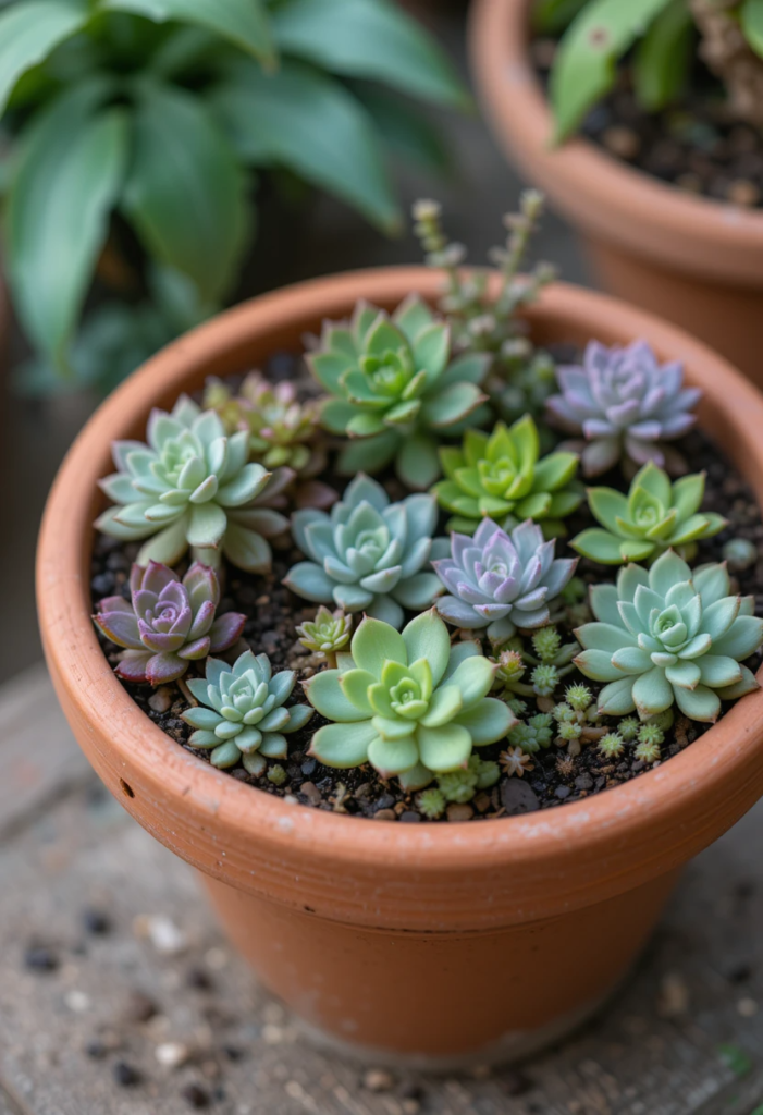 terracotta pot with succulent 