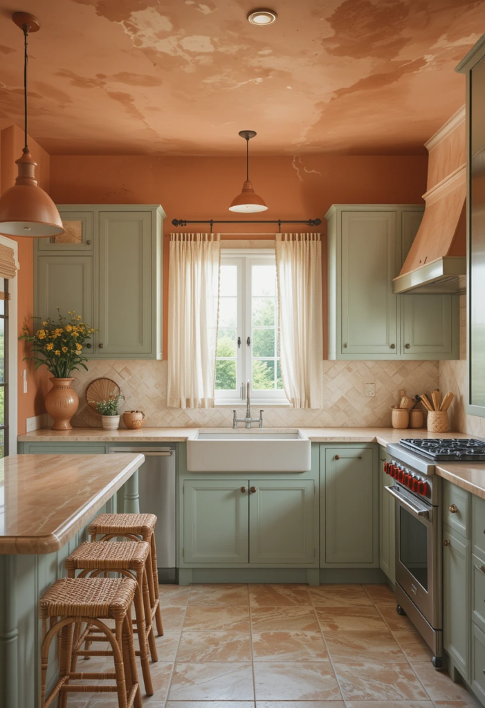 Kitchen Color terracotta and sage green