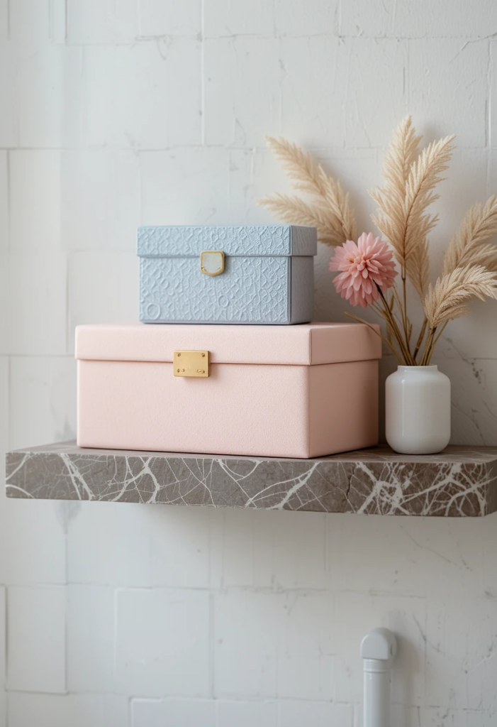 Decorative boxes for bathroom organization